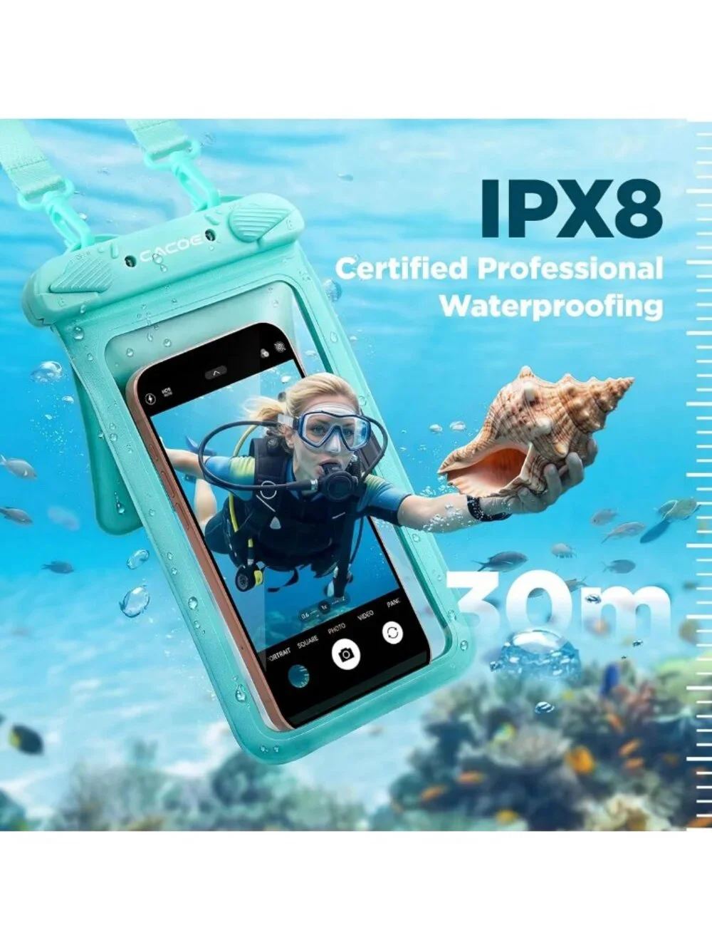 Waterproof Phone Pouch 2 Pack - IPX8 Case with Adjustable Lanyard for Beach